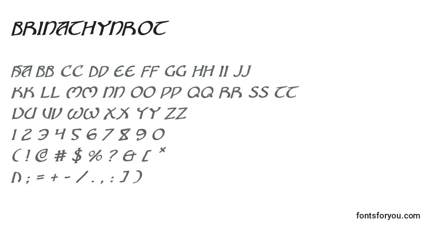 Schriftart Brinathynrot – Alphabet, Zahlen, spezielle Symbole