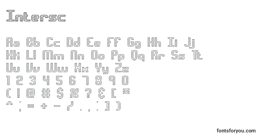 Czcionka Intersc – alfabet, cyfry, specjalne znaki