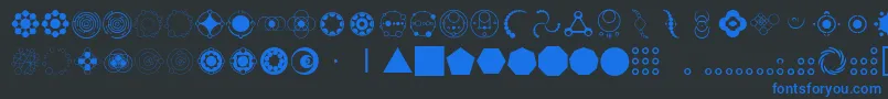 CropCircleDingbats Font – Blue Fonts on Black Background