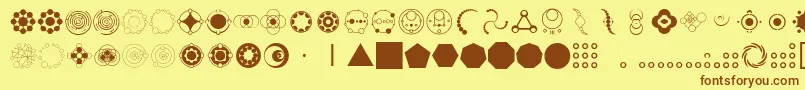 CropCircleDingbats Font – Brown Fonts on Yellow Background