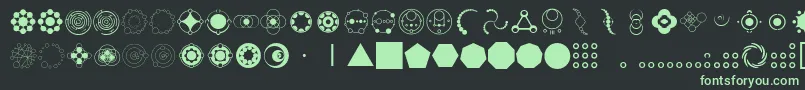 CropCircleDingbats Font – Green Fonts on Black Background