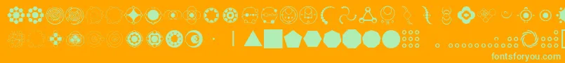 CropCircleDingbats Font – Green Fonts on Orange Background