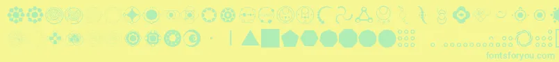 CropCircleDingbats Font – Green Fonts on Yellow Background
