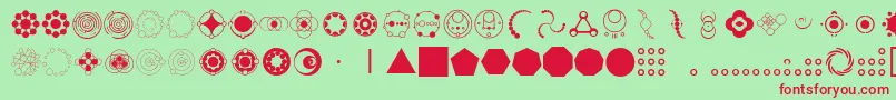 CropCircleDingbats Font – Red Fonts on Green Background