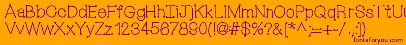 Mixconnectdots-Schriftart – Violette Schriften auf orangefarbenem Hintergrund