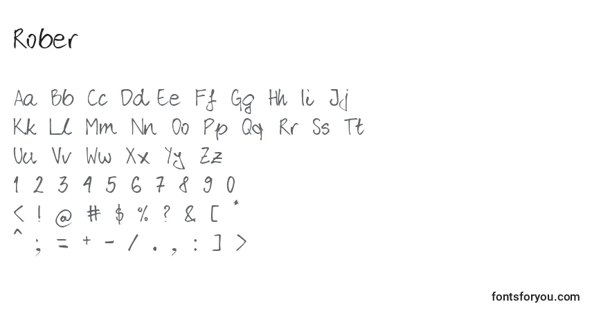 Шрифт Rober – алфавит, цифры, специальные символы