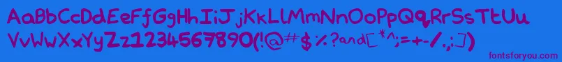 NathanSNotations Font – Purple Fonts on Blue Background