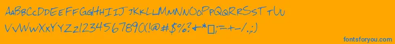 Mchandwriting-Schriftart – Blaue Schriften auf orangefarbenem Hintergrund