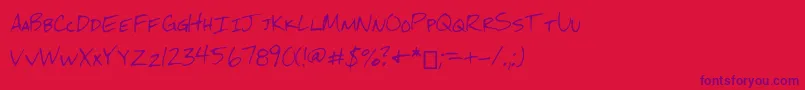 フォントMchandwriting – 赤い背景に紫のフォント