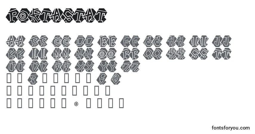Schriftart Portastat – Alphabet, Zahlen, spezielle Symbole