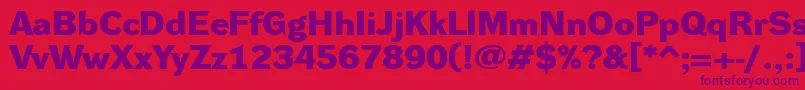 Fonte DynagroteskdxeBold – fontes roxas em um fundo vermelho