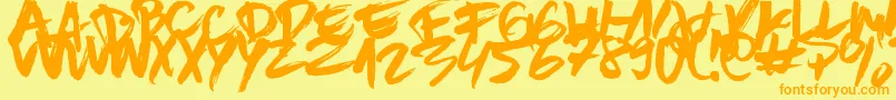 BrownFox-fontti – oranssit fontit keltaisella taustalla