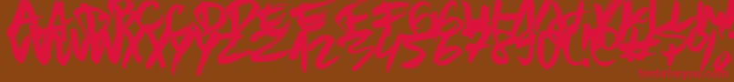フォントBrownFox – 赤い文字が茶色の背景にあります。