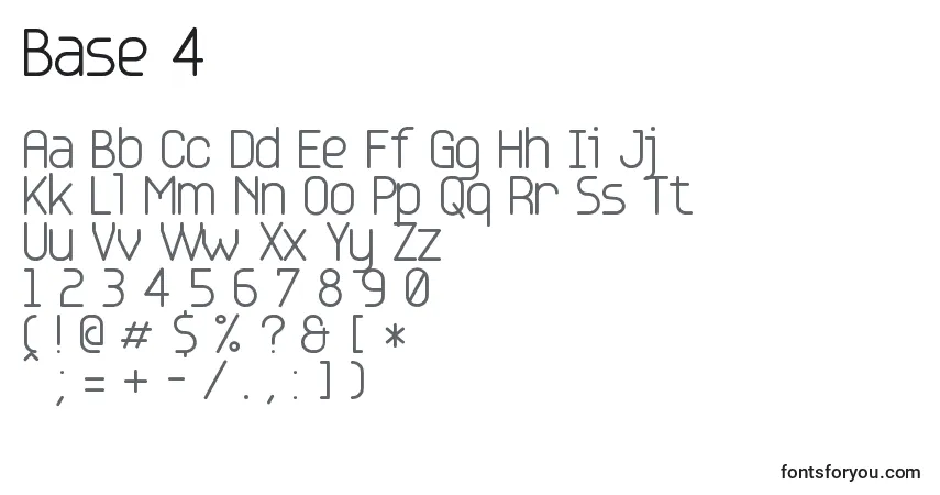 Schriftart Base 4 – Alphabet, Zahlen, spezielle Symbole