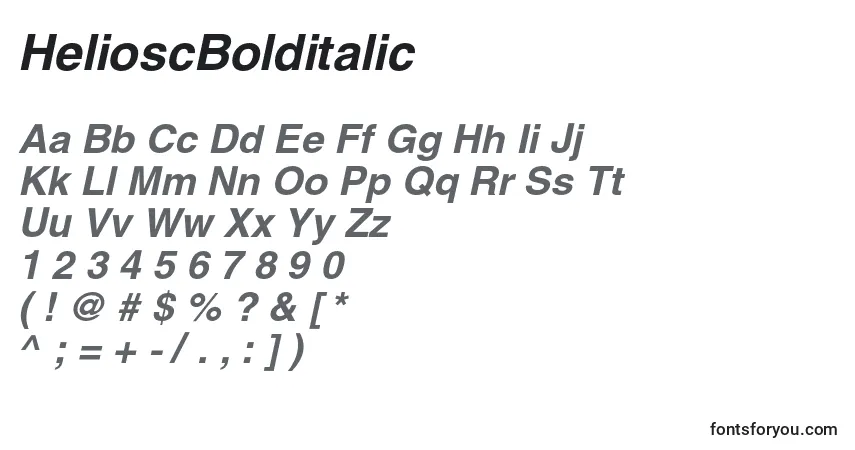 Шрифт HelioscBolditalic – алфавит, цифры, специальные символы