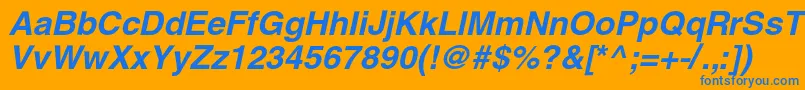 HelioscBolditalic Font – Blue Fonts on Orange Background