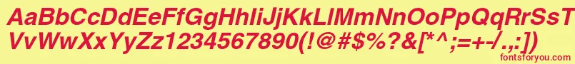 HelioscBolditalic Font – Red Fonts on Yellow Background