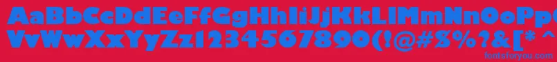 Fonte Humanist521UltraBoldBt – fontes azuis em um fundo vermelho