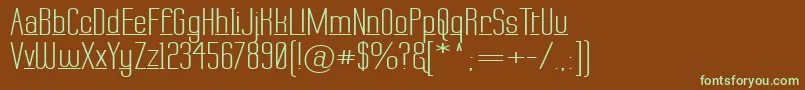 フォントLabtopDownUnder – 緑色の文字が茶色の背景にあります。