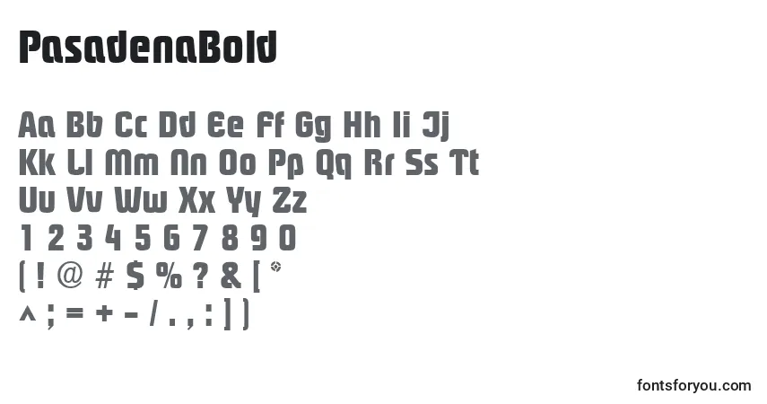Schriftart PasadenaBold – Alphabet, Zahlen, spezielle Symbole