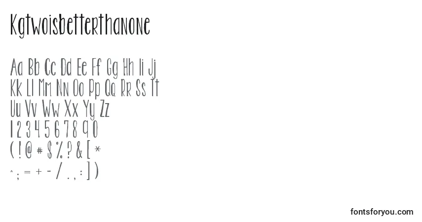 Czcionka Kgtwoisbetterthanone – alfabet, cyfry, specjalne znaki