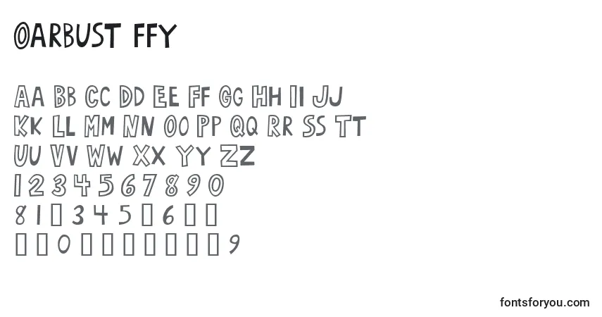 Czcionka Oarbust ffy – alfabet, cyfry, specjalne znaki