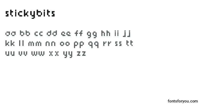 A fonte StickyBits – alfabeto, números, caracteres especiais