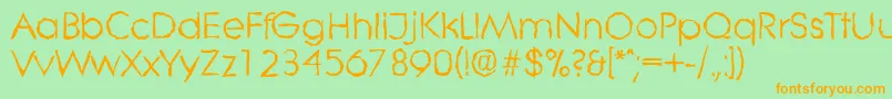 フォントLiterarandomRegular – オレンジの文字が緑の背景にあります。