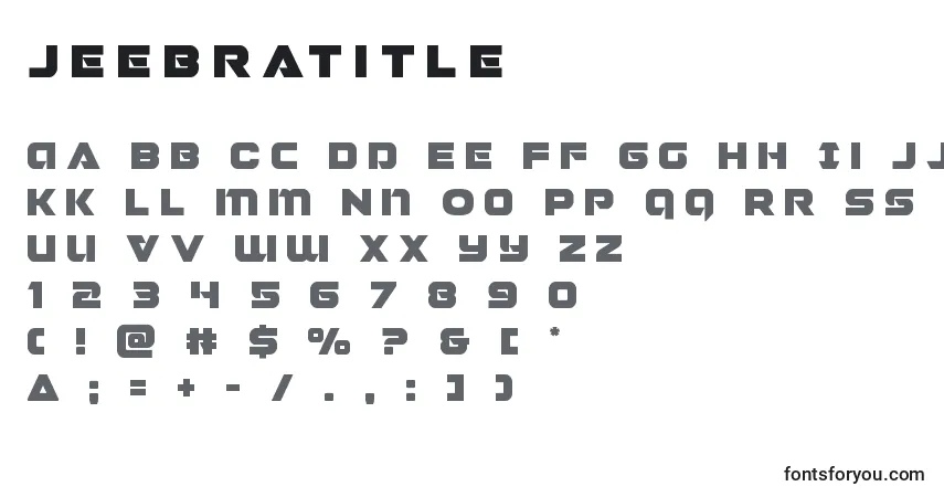 Шрифт Jeebratitle – алфавит, цифры, специальные символы