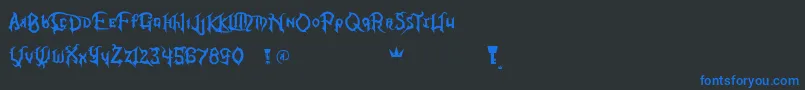 KingdomHeartsFont-Schriftart – Blaue Schriften auf schwarzem Hintergrund