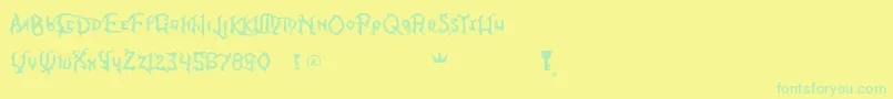 フォントKingdomHeartsFont – 黄色い背景に緑の文字