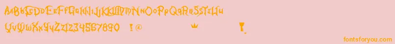 KingdomHeartsFont-Schriftart – Orangefarbene Schriften auf rosa Hintergrund