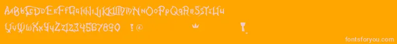 KingdomHeartsFont-Schriftart – Rosa Schriften auf orangefarbenem Hintergrund