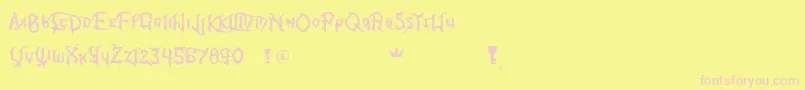 KingdomHeartsFont-Schriftart – Rosa Schriften auf gelbem Hintergrund