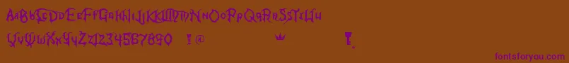 KingdomHeartsFont-Schriftart – Violette Schriften auf braunem Hintergrund