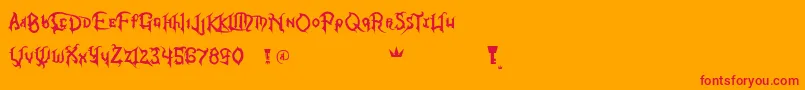 KingdomHeartsFont-Schriftart – Rote Schriften auf orangefarbenem Hintergrund