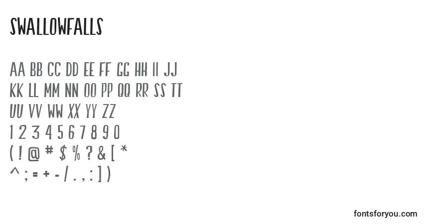 Schriftart SwallowFalls – Alphabet, Zahlen, spezielle Symbole