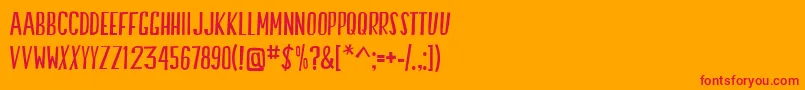 フォントSwallowFalls – オレンジの背景に赤い文字