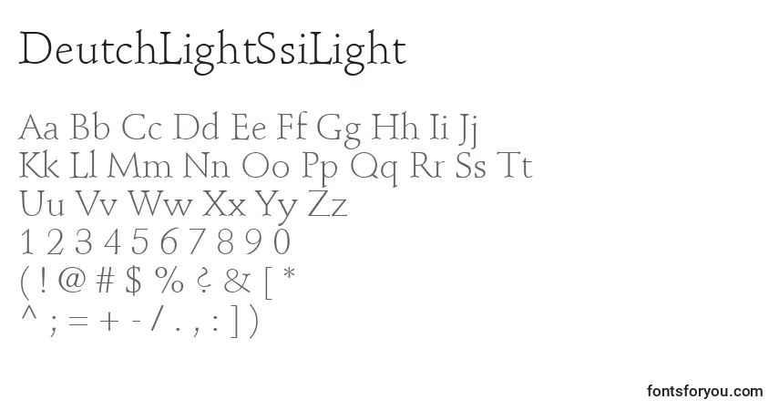A fonte DeutchLightSsiLight – alfabeto, números, caracteres especiais