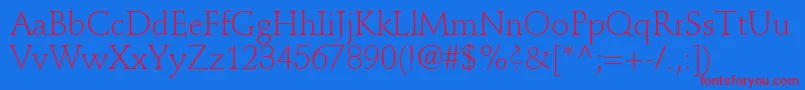 DeutchLightSsiLight Font – Red Fonts on Blue Background