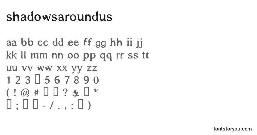 Шрифт Shadowsaroundus – алфавит, цифры, специальные символы