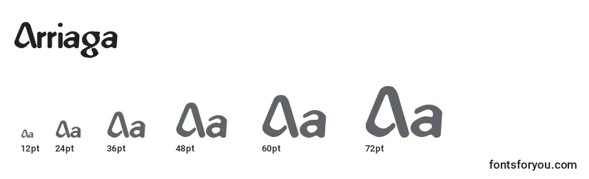 Размеры шрифта Arriaga