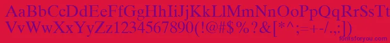 TimesTenGreekUpright Font – Purple Fonts on Red Background