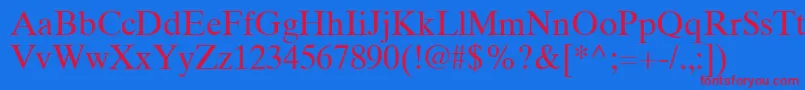 フォントTimesTenGreekUpright – 赤い文字の青い背景