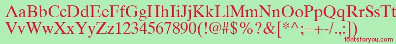 TimesTenGreekUpright Font – Red Fonts on Green Background