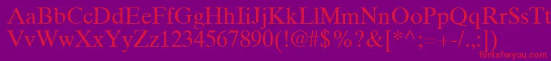 TimesTenGreekUpright Font – Red Fonts on Purple Background