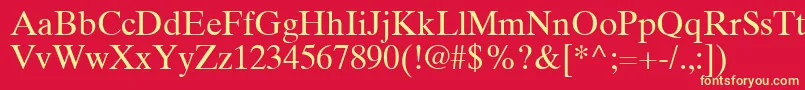 TimesTenGreekUpright Font – Yellow Fonts on Red Background