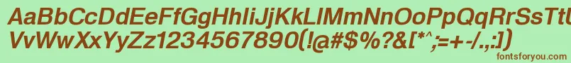 HeldustryftDemiItalic-fontti – ruskeat fontit vihreällä taustalla