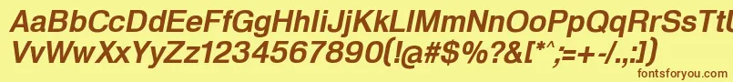 HeldustryftDemiItalic-Schriftart – Braune Schriften auf gelbem Hintergrund