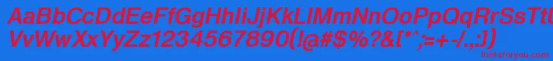 フォントHeldustryftDemiItalic – 赤い文字の青い背景